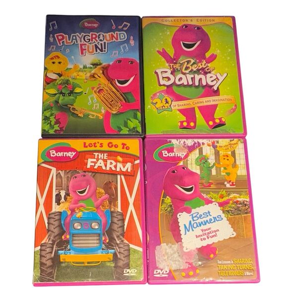 Lot Of 4 DVDS Best Of Barney Lets Go To The Farm Best Manners Playground Fun Y2K - Picture 1 of 2